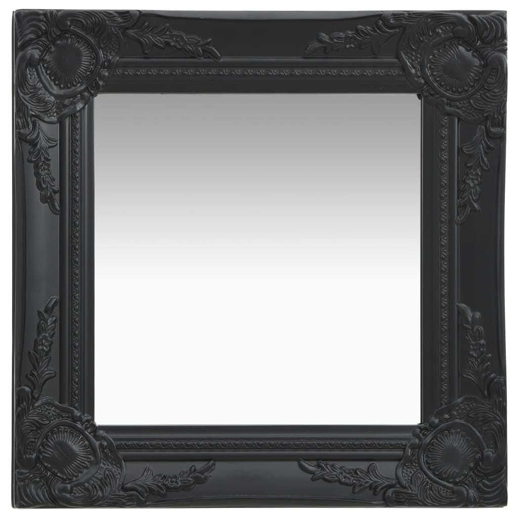 vidaXL Sieninis veidrodis, juodos spalvos, 40x40cm, barokinis stilius