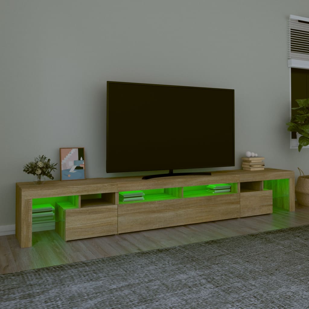 vidaXL Televizoriaus spintelė su LED apšvietimu, ąžuolo, 260x36,5x40cm