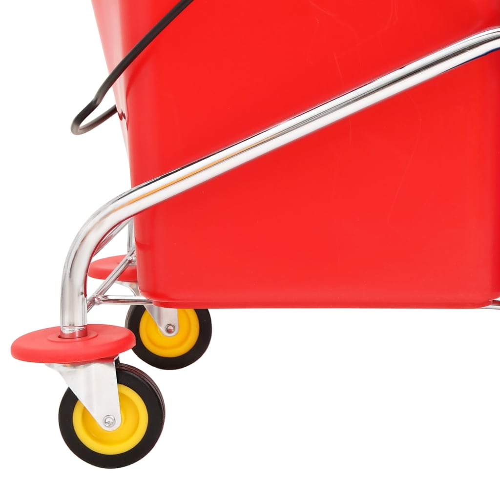 vidaXL Valymo vežimėlis su kibirais ir gręžtuvu, PP/chromuotas plienas