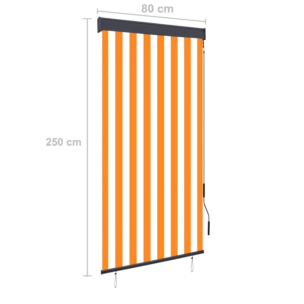 vidaXL Lauko roletas, baltos ir oranžinės spalvų, 80x250cm