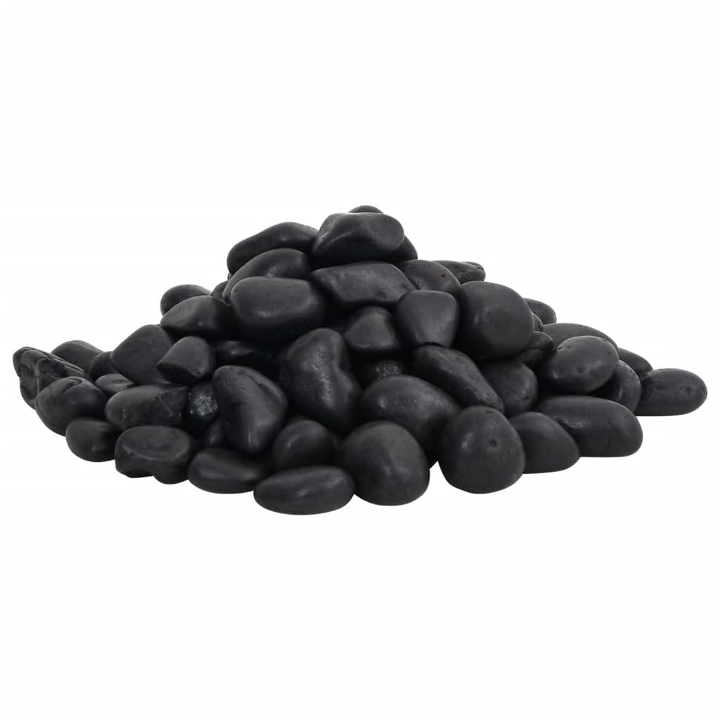vidaXL Poliruoti akmenukai, juodos spalvos, 10kg, 2–5cm