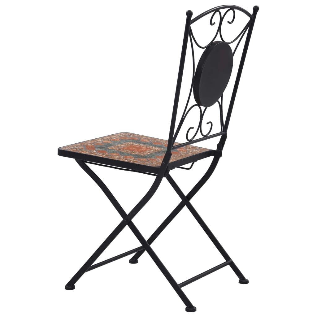 vidaXL Mozaikinės bistro kėdės, 2 vnt., oranžinės/pilkos spalvos
