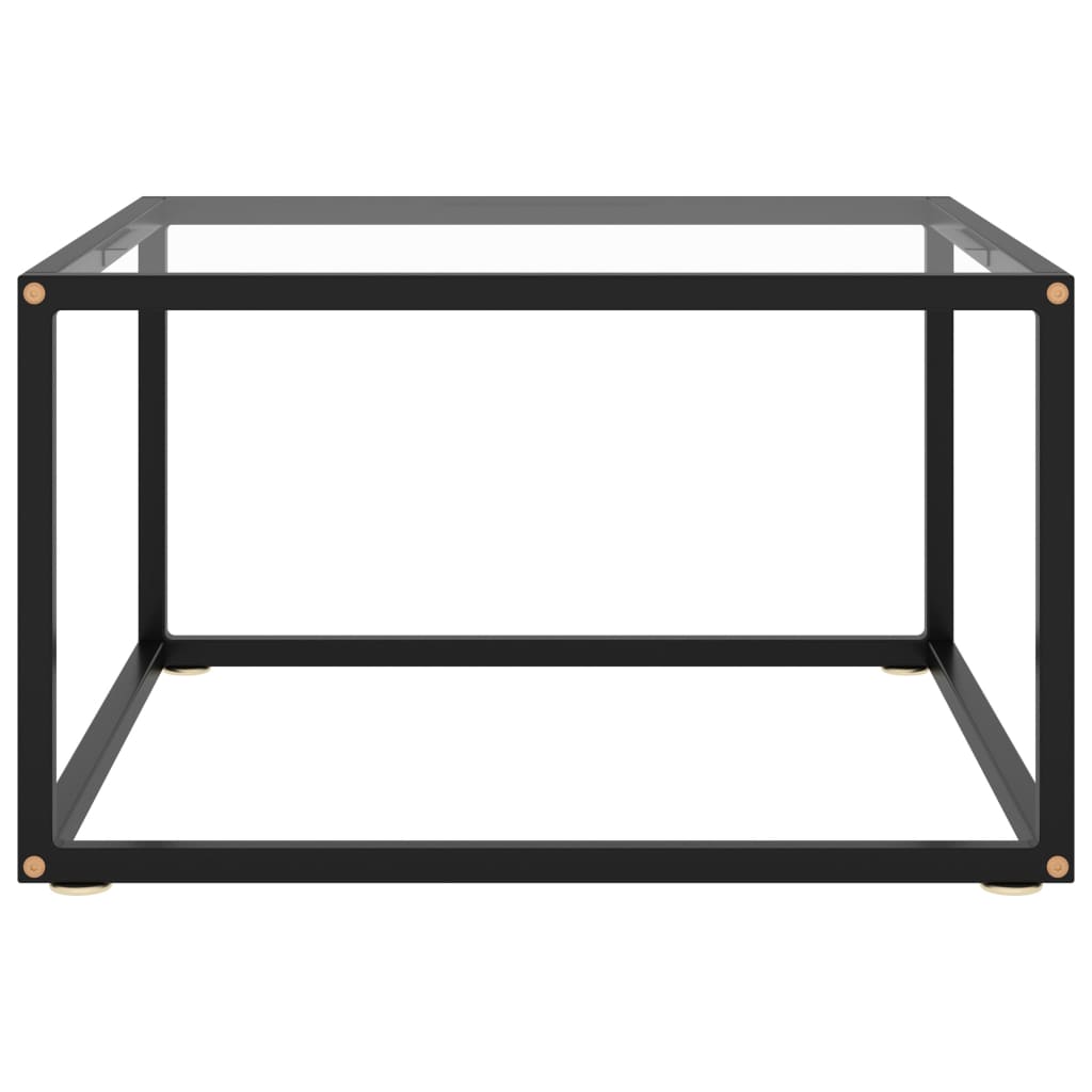 vidaXL Kavos staliukas su grūdintu stiklu, juodas, 60x60x35cm