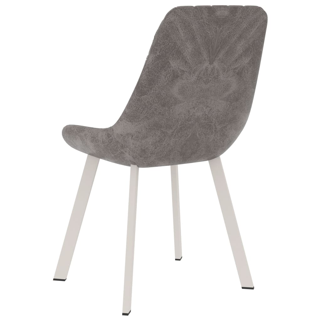 vidaXL Valgomojo kėdės, 2 vnt., pilkos spalvos, dirbtinė oda