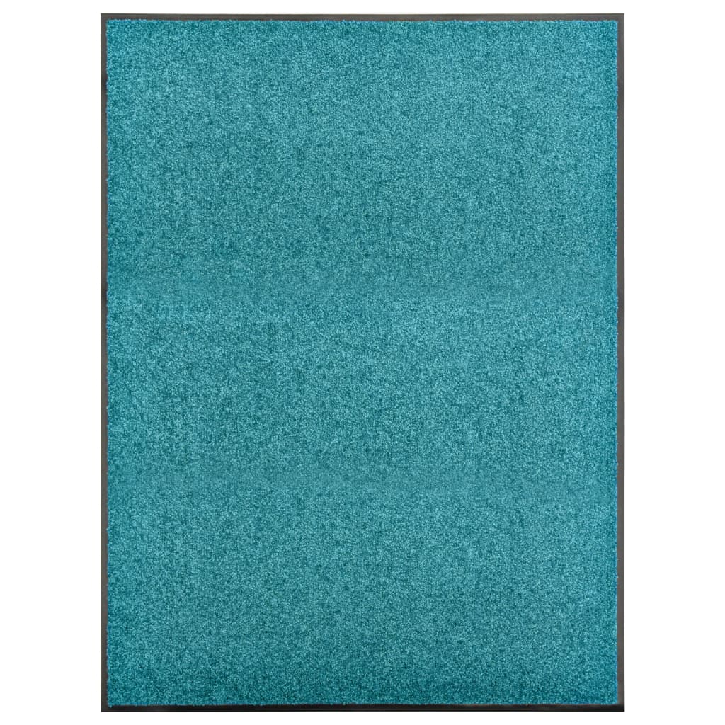vidaXL Durų kilimėlis, žydros spalvos, 90x120cm, plaunamas