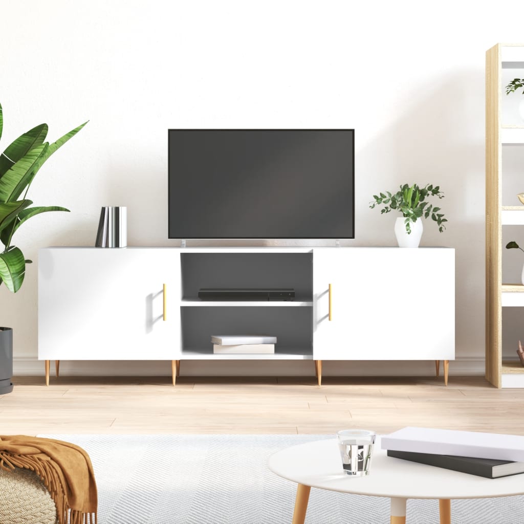 vidaXL Televizoriaus spintelė, balta, 150x30x50cm, mediena, blizgi