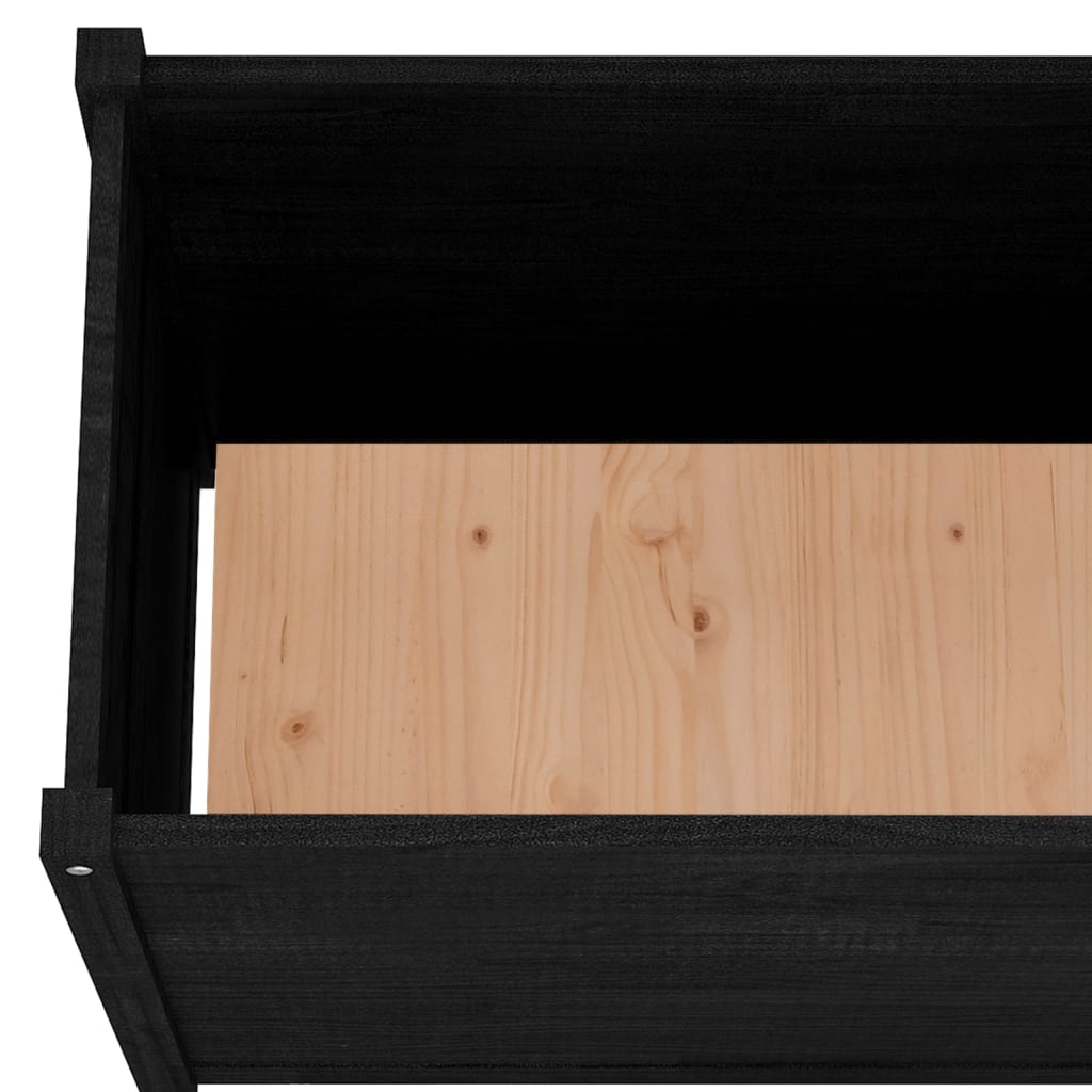 vidaXL Sodo lovelis, juodas, 100x50x70cm, pušies medienos masyvas