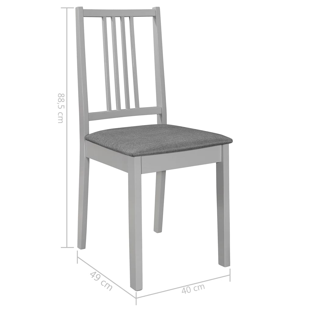 vidaXL Valgomojo kėdės su pagalv., 6 vnt., pilk. sp., medienos masyvas