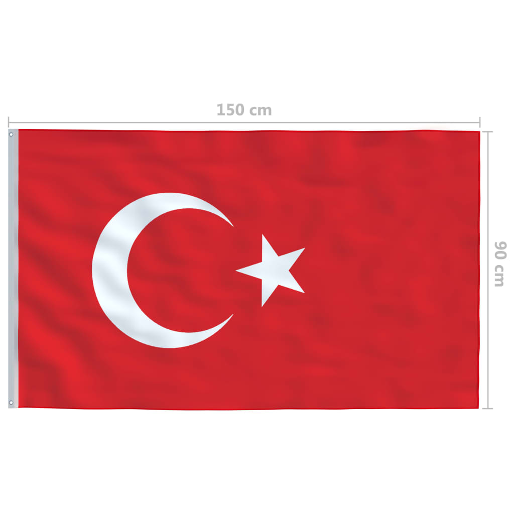 vidaXL Turkijos vėliava su stiebu, aliuminis, 6m