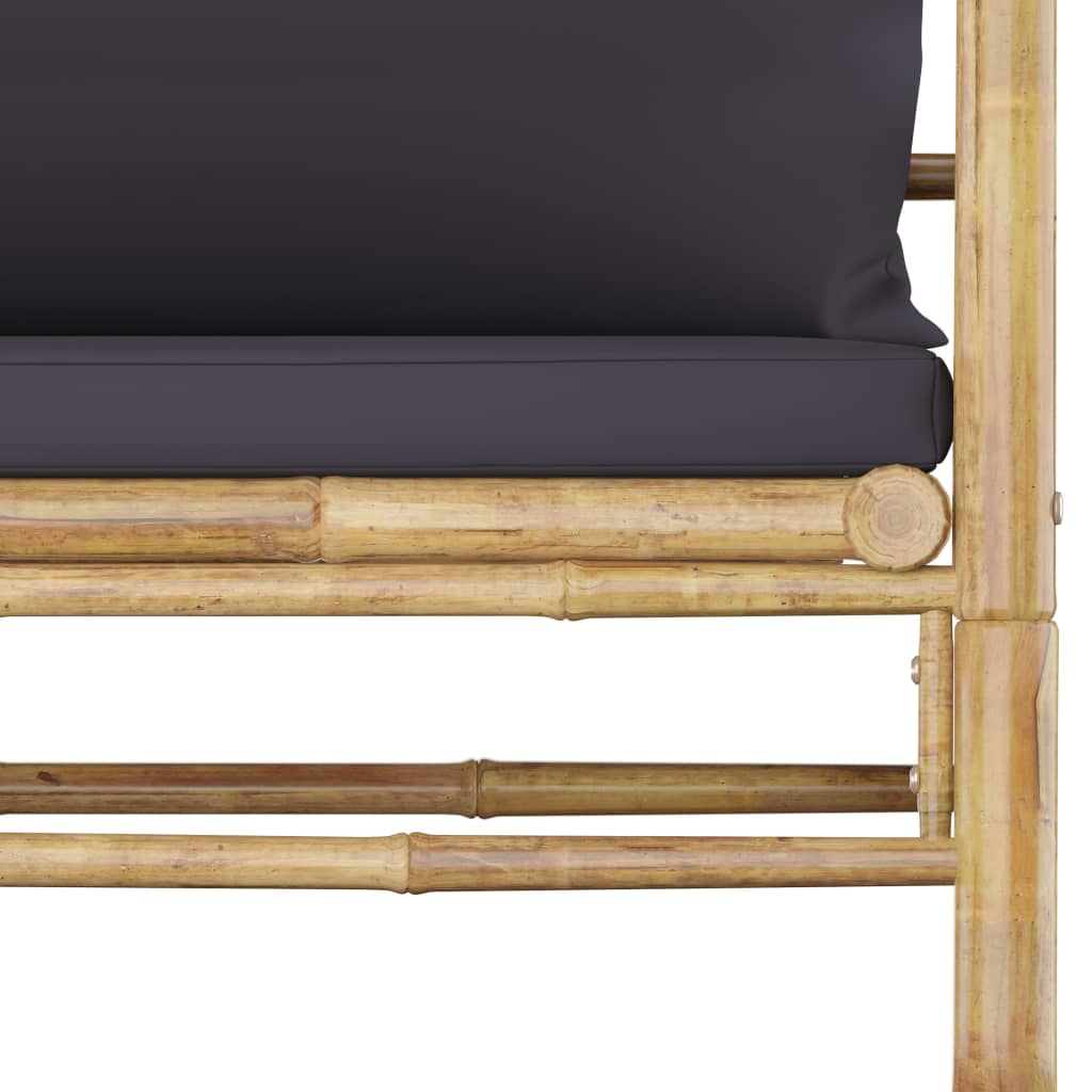 vidaXL Sodo komplektas su pilkomis pagalvėmis, 7 dalių, bambukas