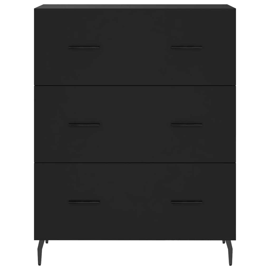 vidaXL Komoda, juodos spalvos, 69,5x34x180cm, apdirbta mediena