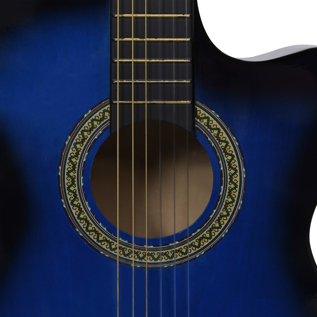 vidaXL Klasikinė gitara su ekvalaizeriu, mėlynos spalvos, 6 stygos