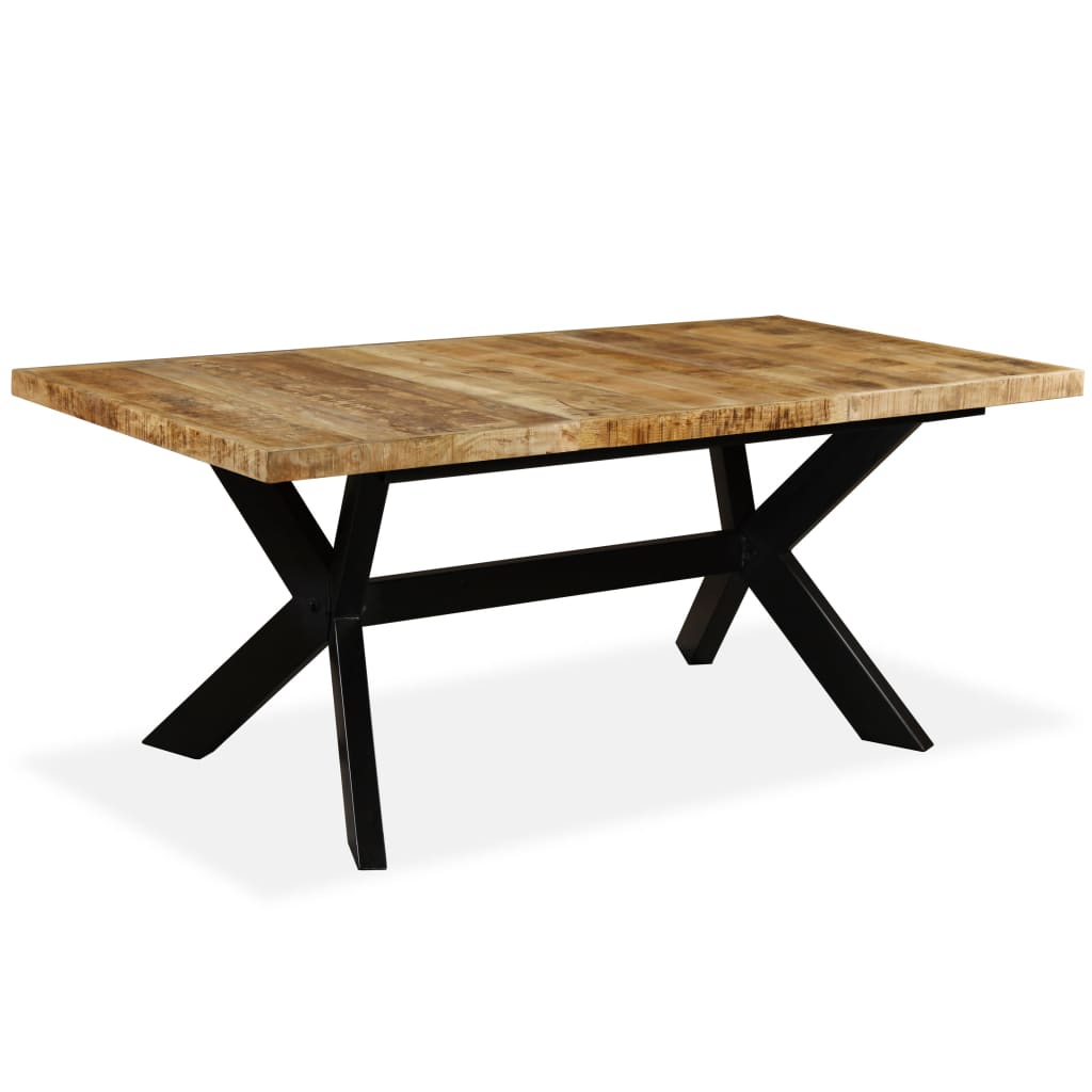 vidaXL Valgomojo stalas, mango mediena, plieninės kojelės, 180cm