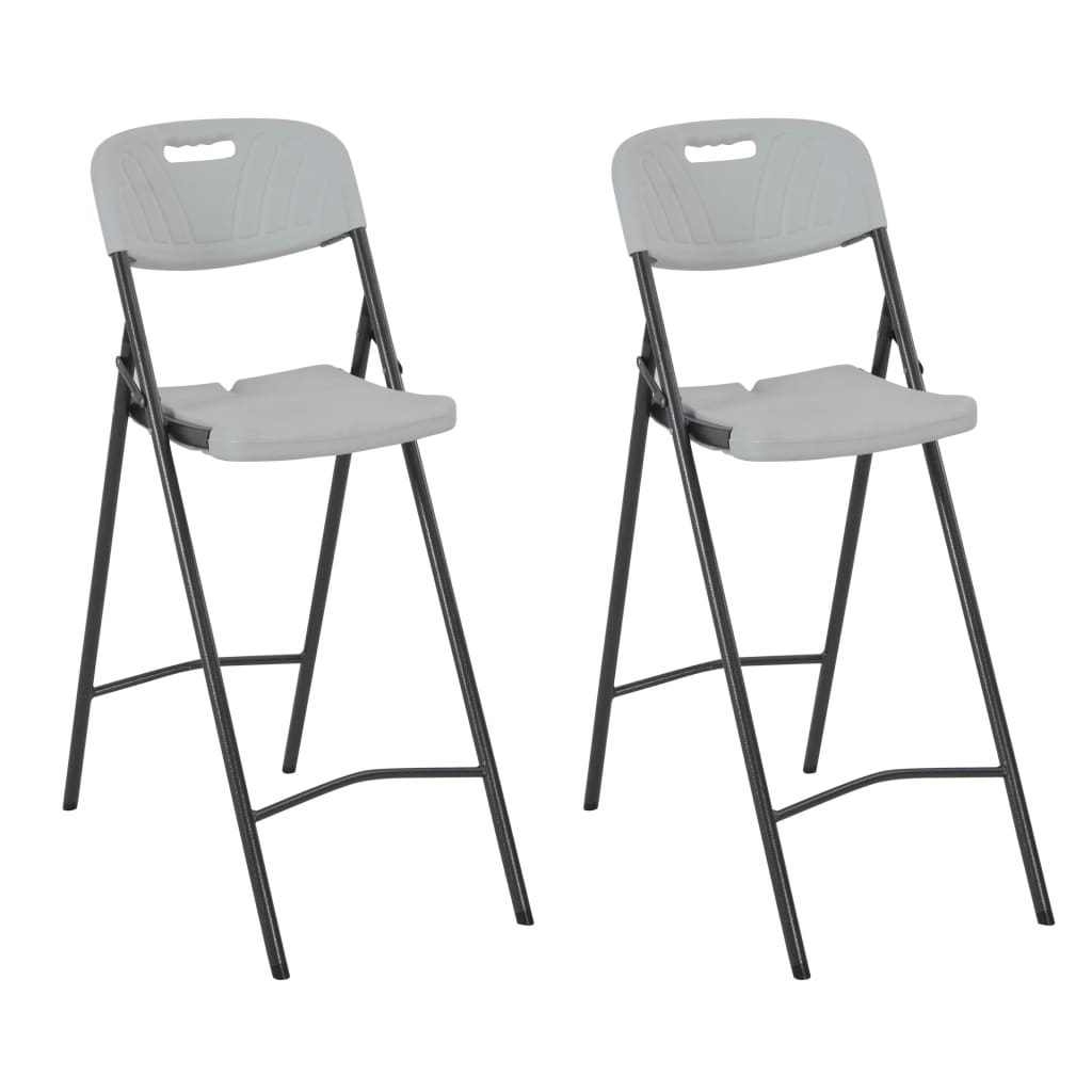 vidaXL Sulankstomos baro kėdės, 2 vnt., baltos, HDPE ir plienas