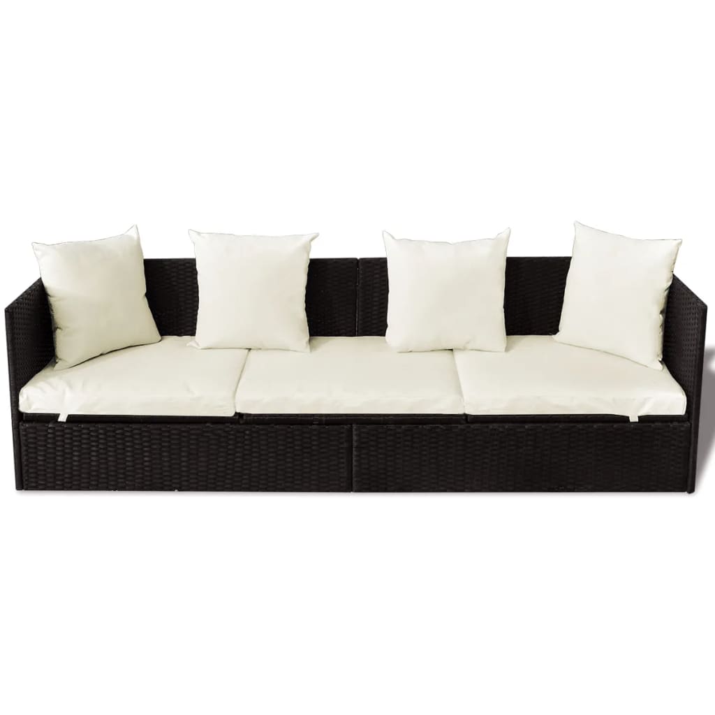 vidaXL Lauko sofa su pagalvėlėmis, poliratanas, ruda