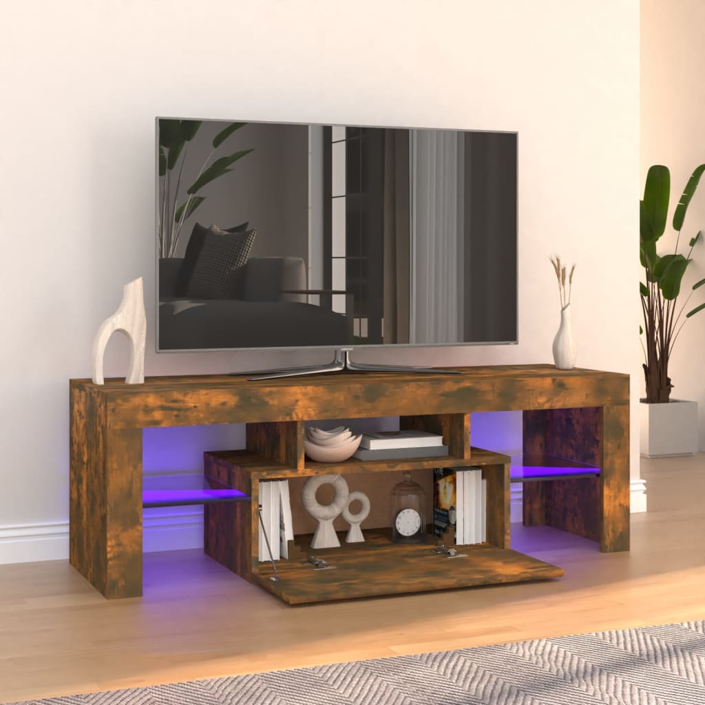 vidaXL Televizoriaus spintelė su LED, dūminio ąžuolo, 120x35x40cm