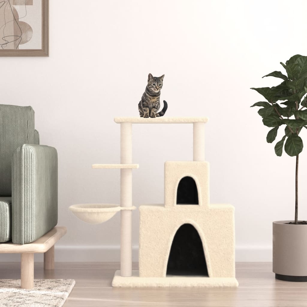 vidaXL Draskyklė katėms su stovais iš sizalio, kreminės spalvos, 83cm