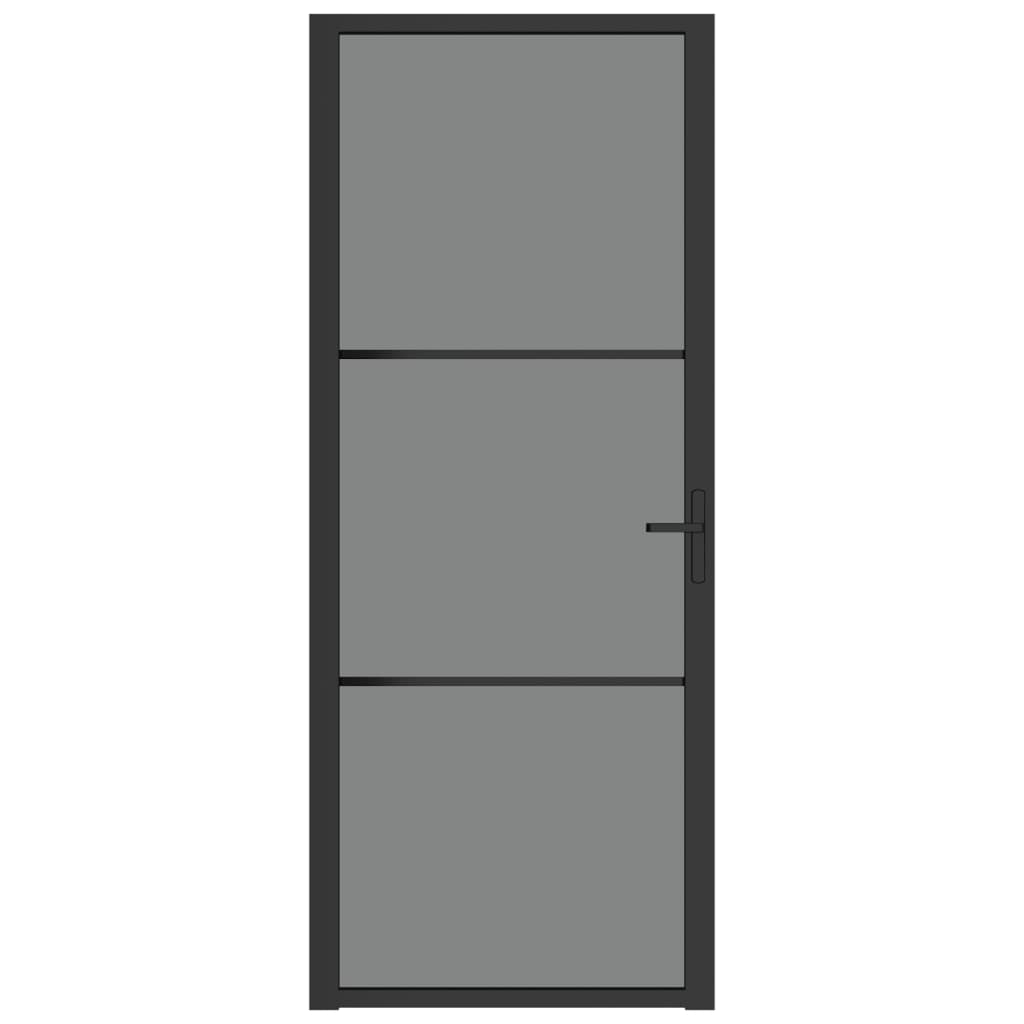 vidaXL Vidaus durys, juodos, 83x201,5cm, ESG stiklas ir aliuminis