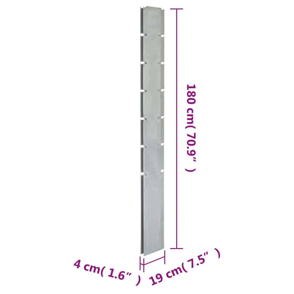vidaXL Gabiono tvoros stulpas, sidabrinis, 180cm, plienas
