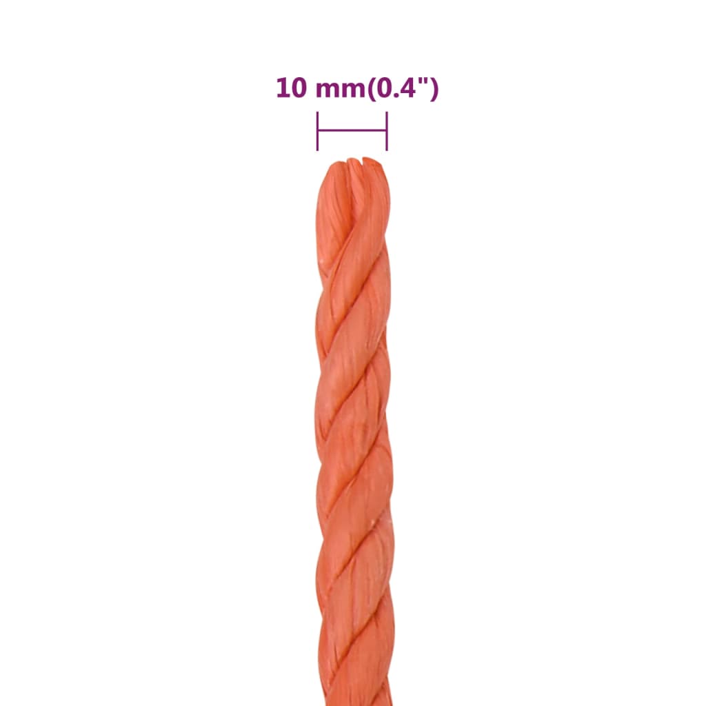 vidaXL Darbo virvė, oranžinės spalvos, 10mm, 25m, polipropilenas
