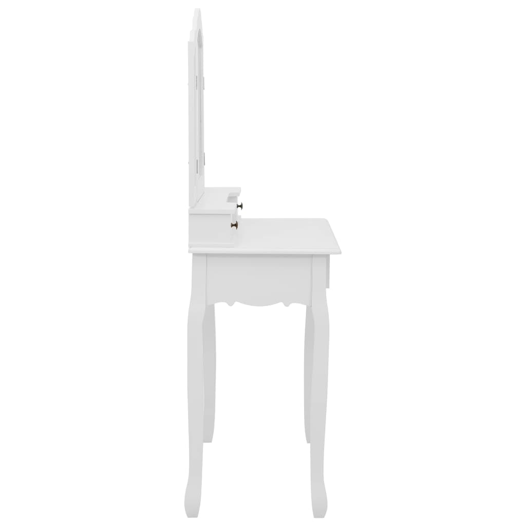 vidaXL Kosmetinio staliuko rinkinys, baltas, 80x69x141cm, mediena