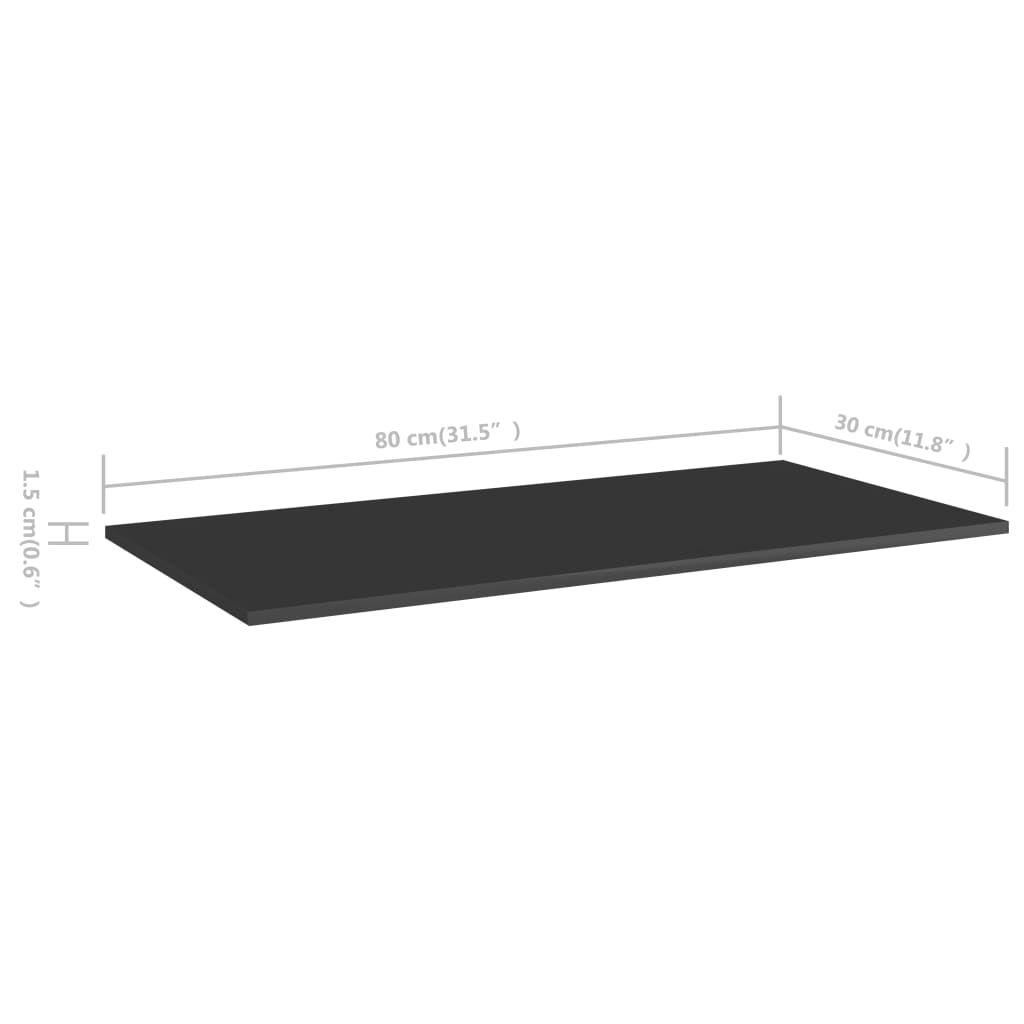 vidaXL Knygų lentynos plokštės, 4vnt., juodos, 80x30x1,5cm, MDP