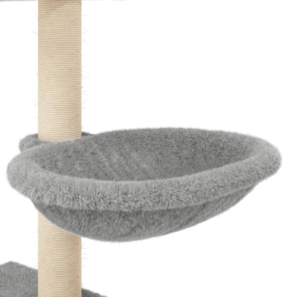 vidaXL Draskyklė katėms su stovais iš sizalio, šviesiai pilka, 117cm