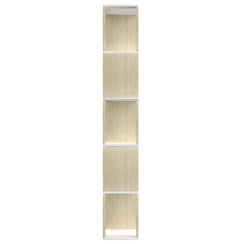 vidaXL Spintelė knygoms/kambario pertvara, balta/ąžuolo, 80x24x159cm