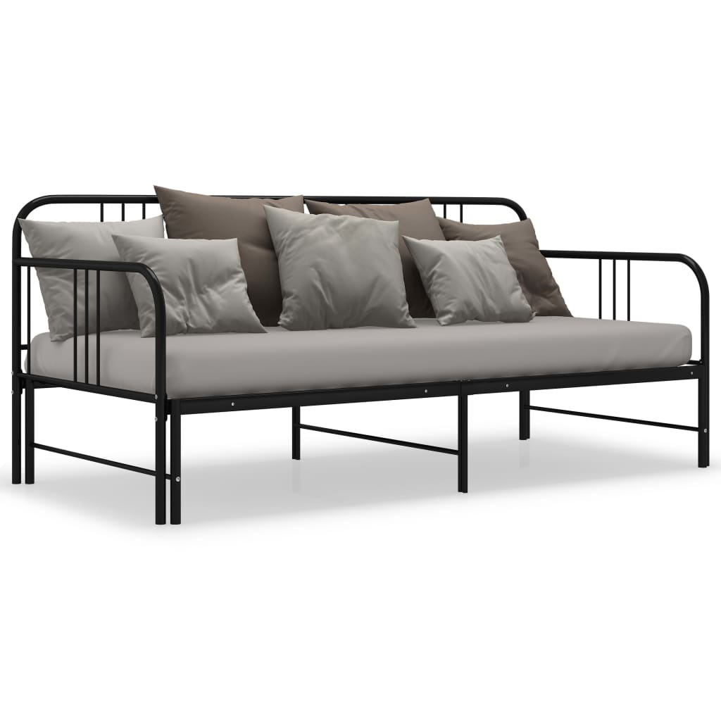 vidaXL Ištraukiamos sofos-lovos rėmas, juodas, 90x200cm, metalas