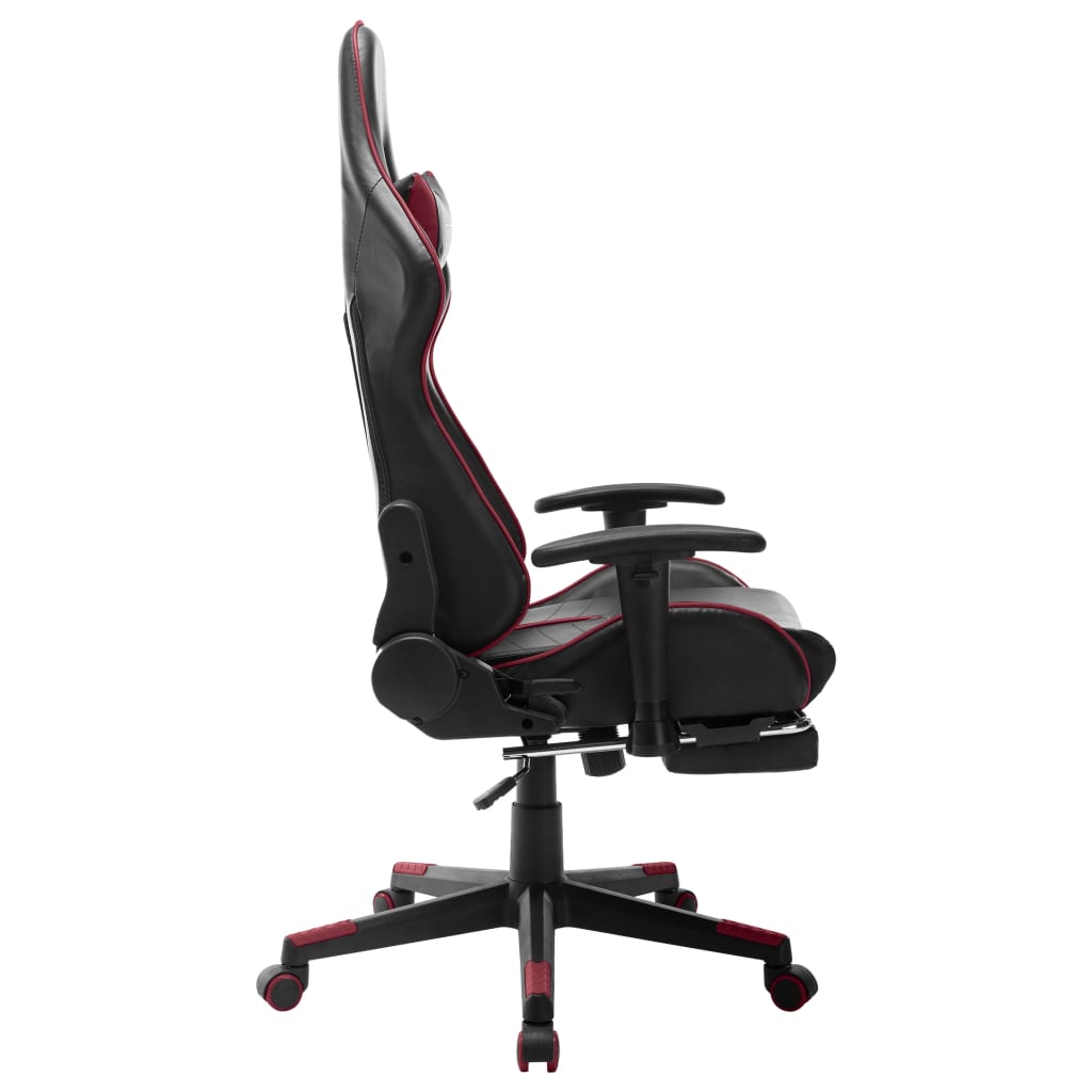 vidaXL Žaidimų kėdė su pakoja, juoda ir vyno raudona, dirbtinė oda
