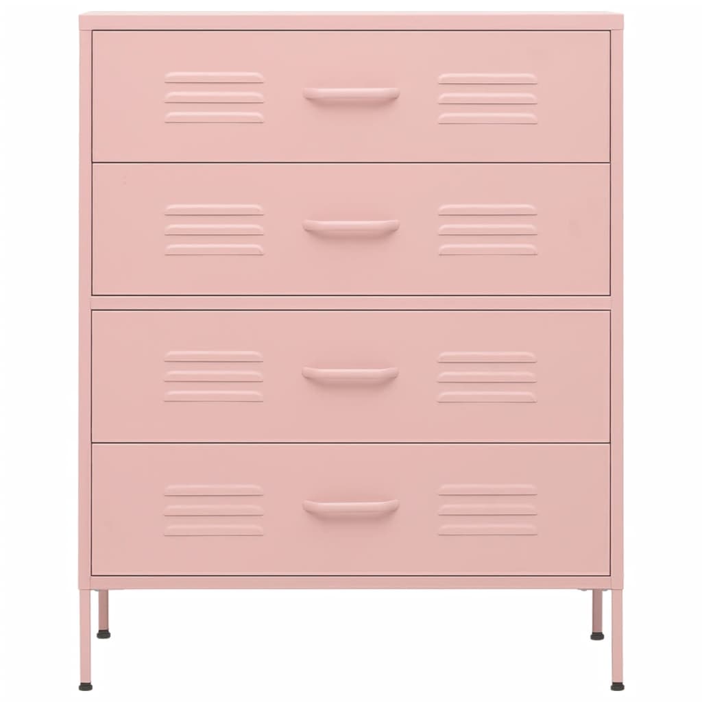 vidaXL Komoda su stalčiais, rožinės spalvos, 80x35x101,5cm, plienas
