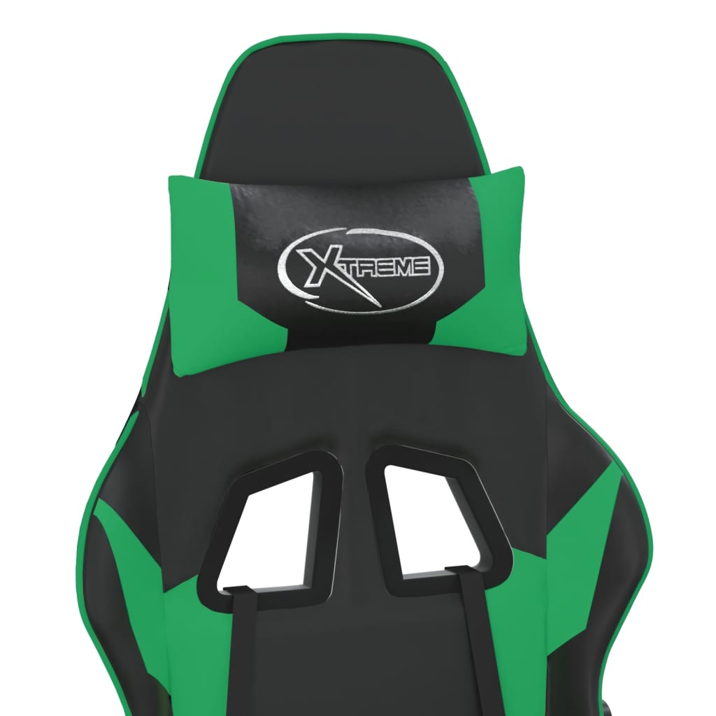 vidaXL Masažinė žaidimų kėdė, juodos ir žalios spalvos, dirbtinė oda