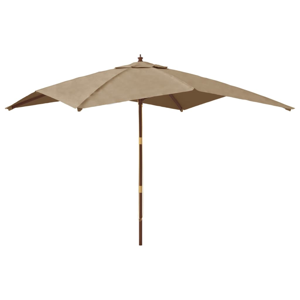 vidaXL Sodo skėtis su mediniu stulpu, taupe spalvos, 300x300x273cm