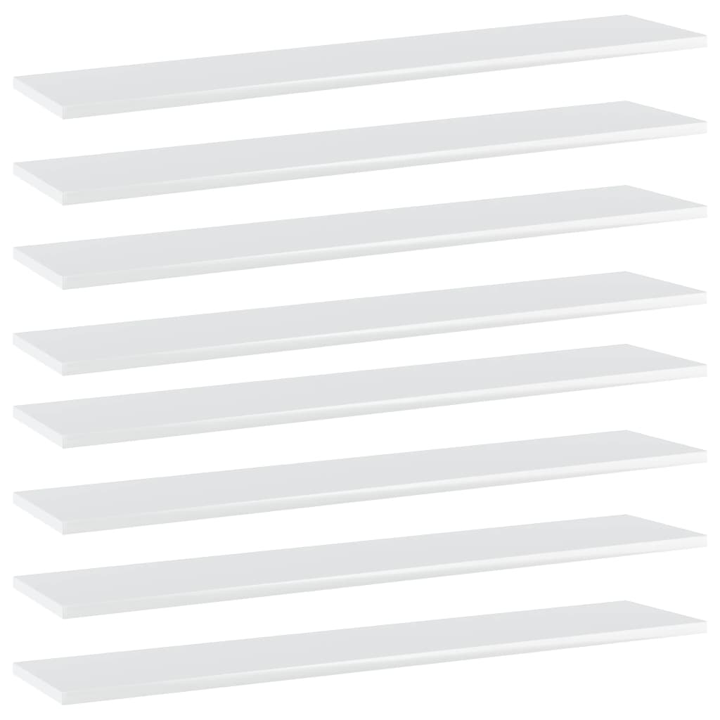 vidaXL Knygų lentynos plokštės, 8vnt., baltos, 100x20x1,5cm, MDP