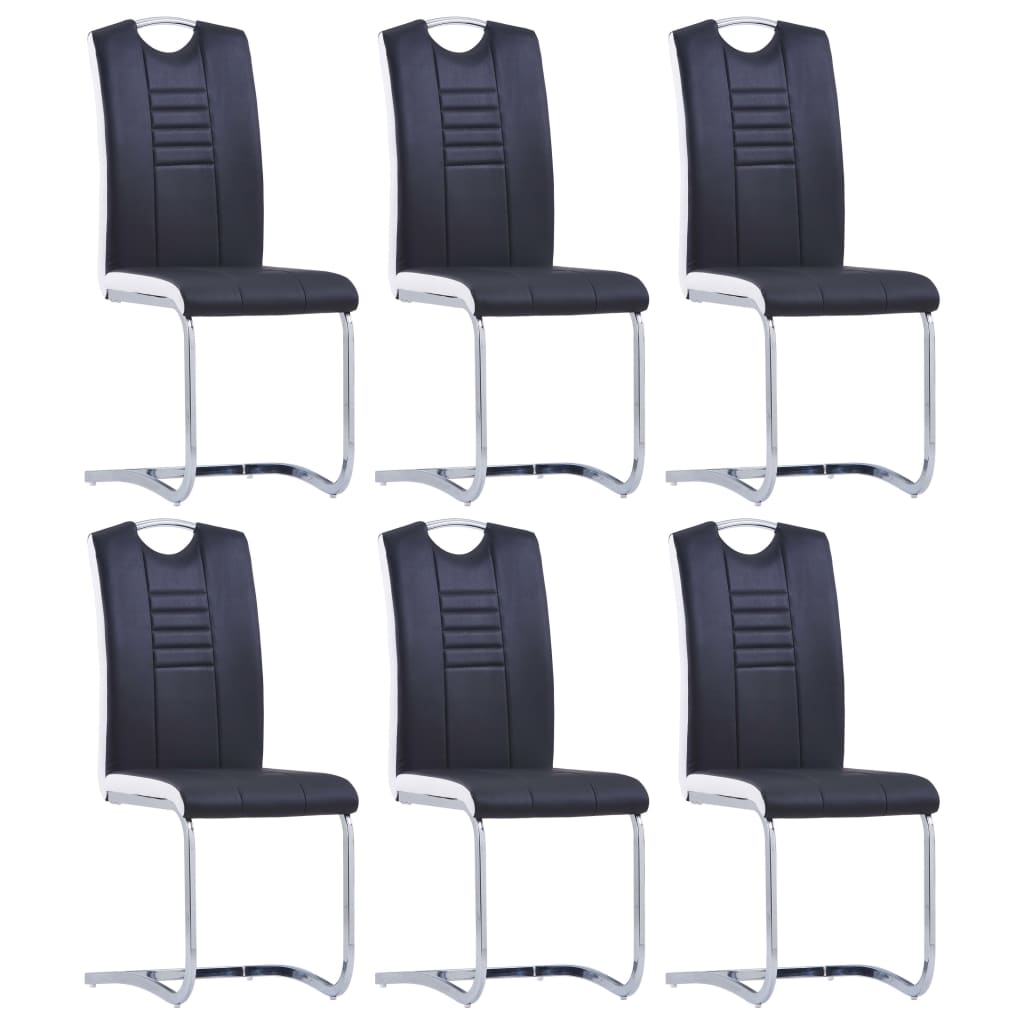 vidaXL Valgomojo kėdės, 6 vnt., juodos, dirbtinė oda