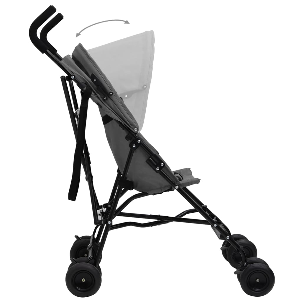vidaXL Vaikiškas vežimėlis, šviesiai pilkos ir juodos spalvos, plienas