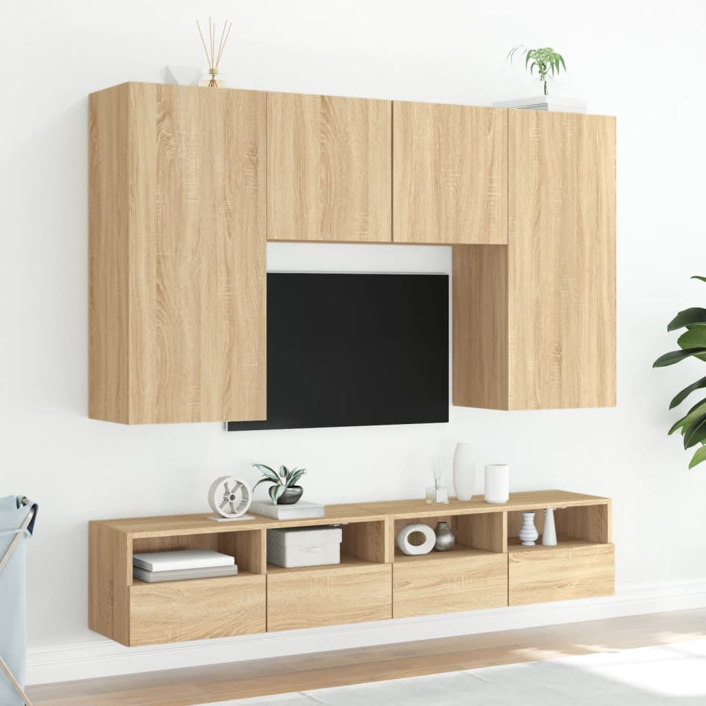 vidaXL Sieninė TV sekcija, 5 dalių, ąžuolo spalvos, apdirbta mediena