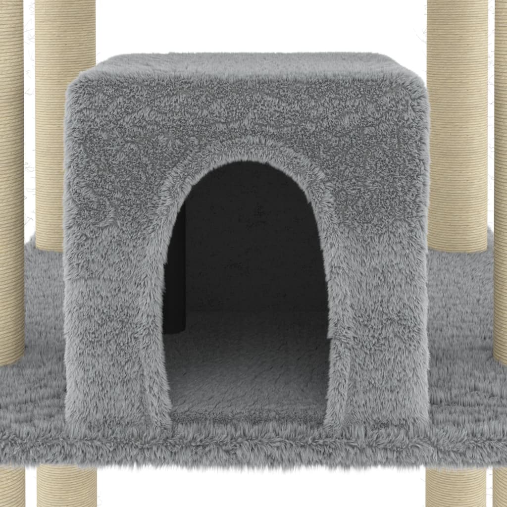 vidaXL Draskyklė katėms su stovais iš sizalio, šviesiai pilka, 216cm