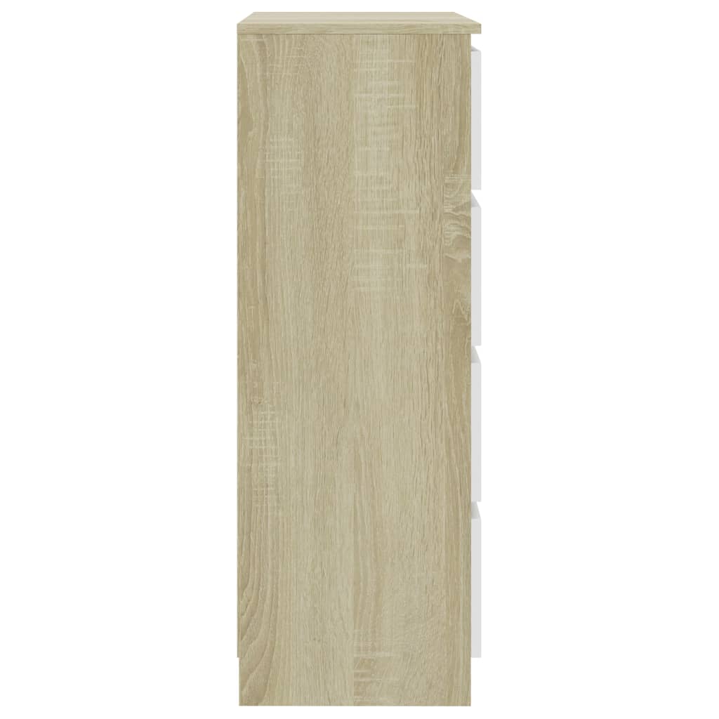 vidaXL Šoninė spintelė, balta ir ąžuolo, 60x35x98,5cm, mediena