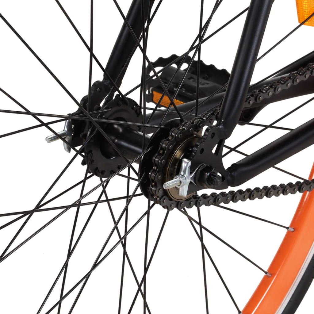 vidaXL Fiksuotos pavaros dviratis, juodas ir oranžinis, 700c, 59cm