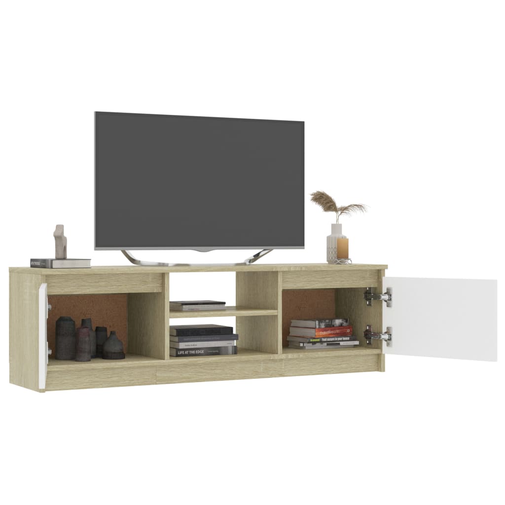 vidaXL Televizoriaus spintelė, balta/ąžuolo, 120x30x35,5cm, mediena