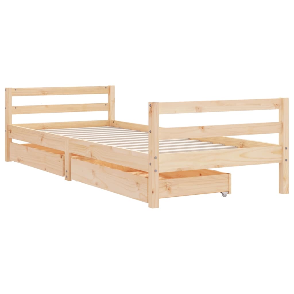 vidaXL Vaikiškos lovos rėmas su stalčiais, 90x190cm, pušies masyvas