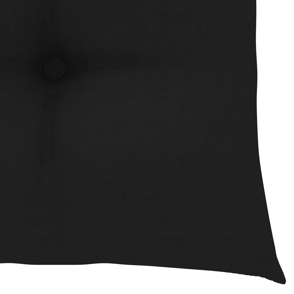 vidaXL Supama kėdė su juoda pagalvėle, tikmedžio masyvas