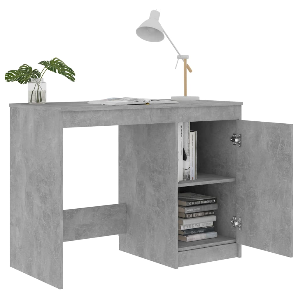 vidaXL Rašomasis stalas, betono pilkos spalvos, 100x50x76cm, MDP