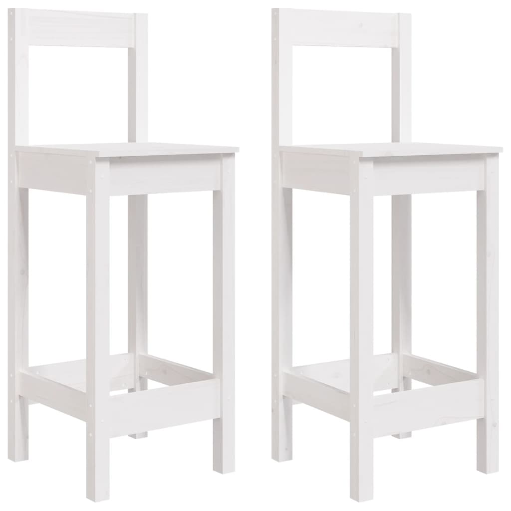 vidaXL Baro kėdės, 2vnt., baltos, 40x41,5x112cm, pušies masyvas