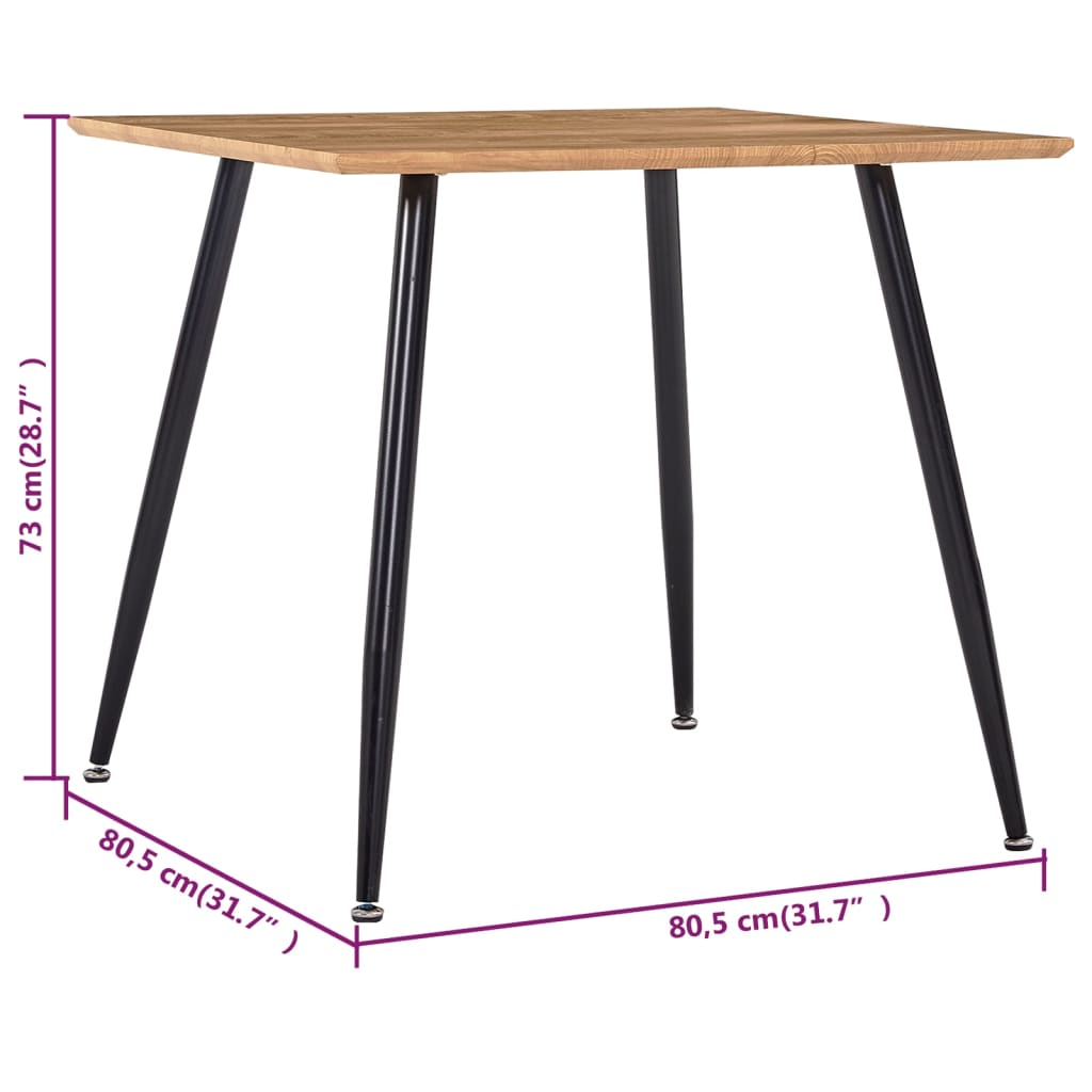 vidaXL Valgomojo stalas, ąžuolo ir juodos spalvos, 80,5x80,5x73cm, MDF