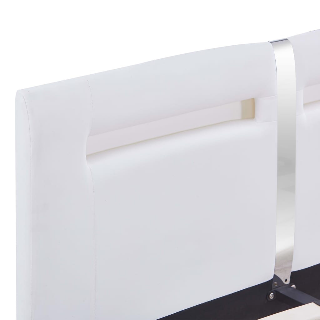vidaXL Lovos rėmas su LED, baltos sp., 120x200 cm, dirbtinė oda