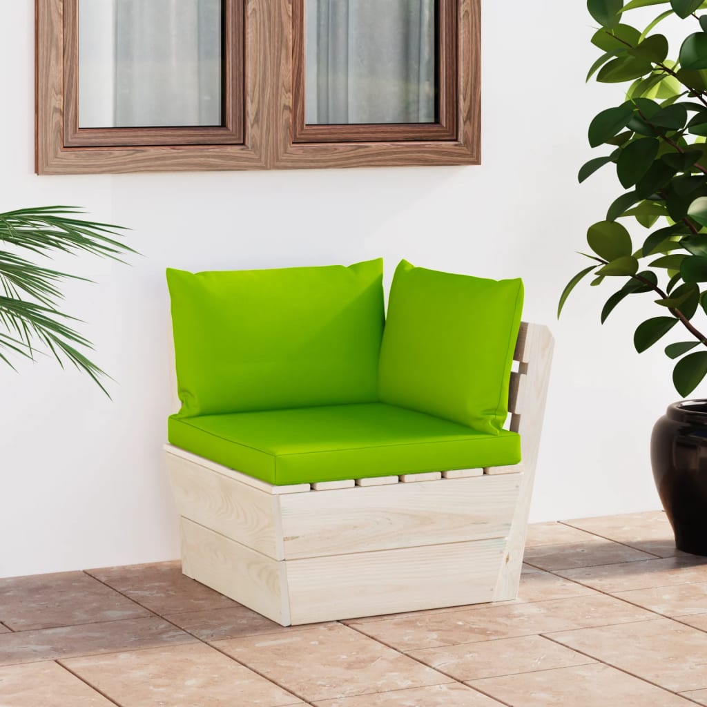 vidaXL Kampinė sodo sofa iš palečių su pagalvėlėmis, impregnuota eglė