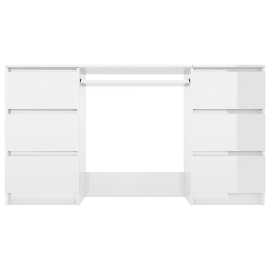 vidaXL Rašomasis stalas, baltas, 140x50x77cm, MDP, ypač blizgus
