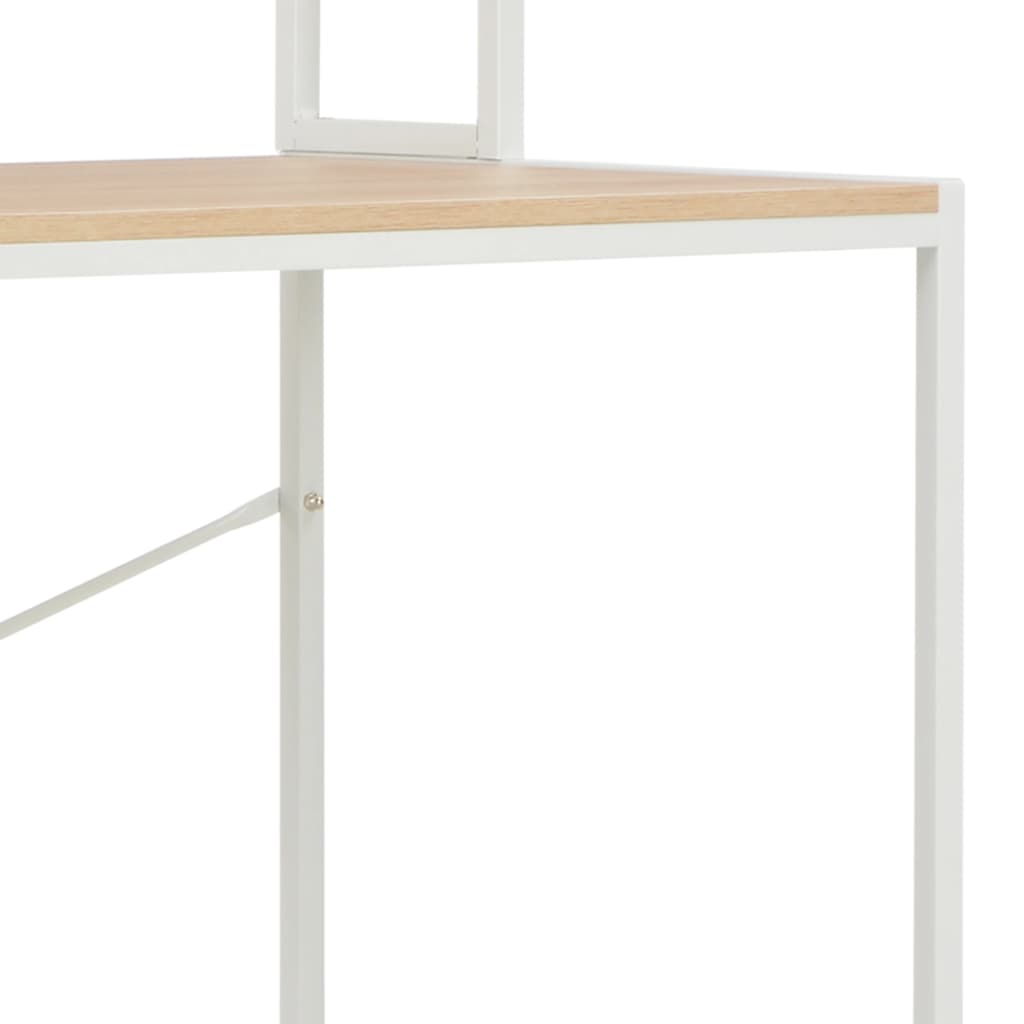 vidaXL Kompiuterio stalas, baltos ir ąžuolo spalvos, 120x60x138cm